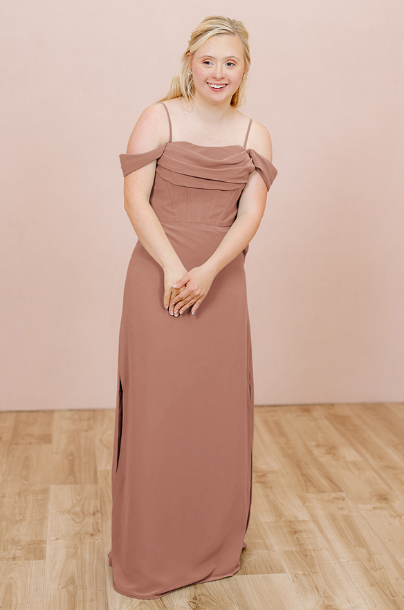 revelry Sample Desert Rose London Convertible Chiffon Dress