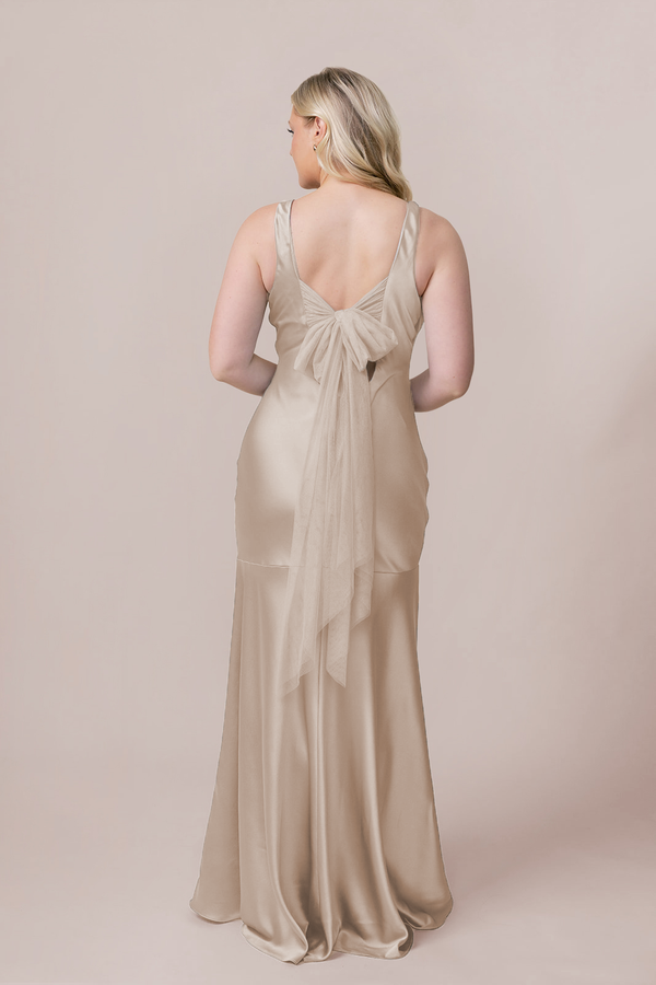 Revelry Sample Gold Champagne Satin / Champagne Tulle Lana Satin & Tulle Dress