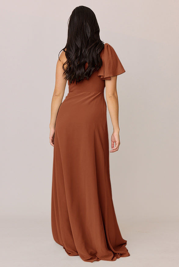 Revelry Sample Rust Navea Convertible Chiffon Dress