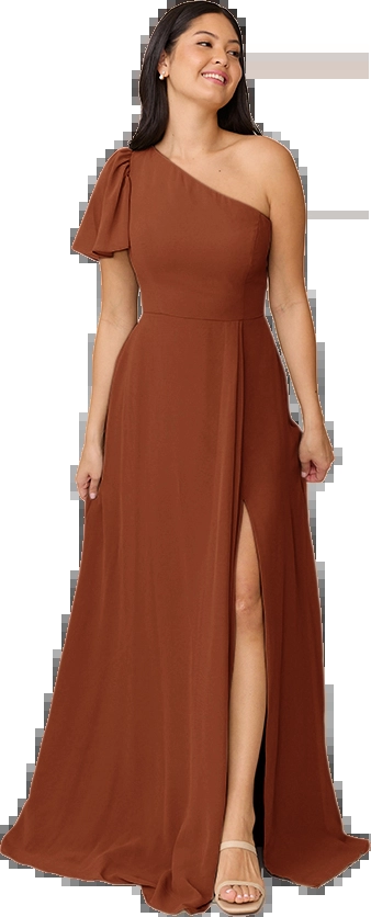 Revelry Sample Rust Navea Convertible Chiffon Dress