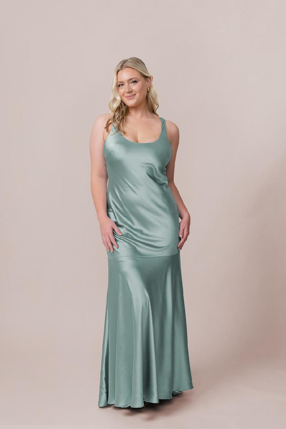 revelry Sample Sage Satin / Sage Tulle Lana Satin & Tulle Dress