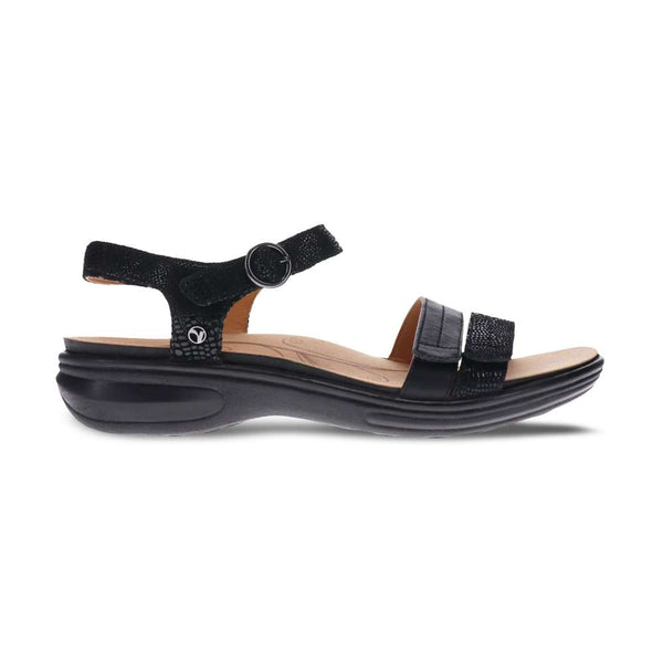 Revere Comfort Shoes Barbados Sandal - Black French/Lizard