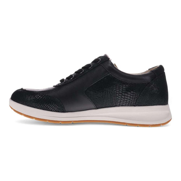 Revere Comfort Shoes Boston Zip Sneaker - Black/Black Lizard Perf