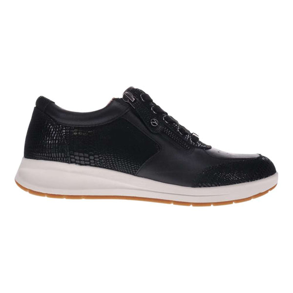 Revere Comfort Shoes Boston Zip Sneaker - Black/Black Lizard Perf