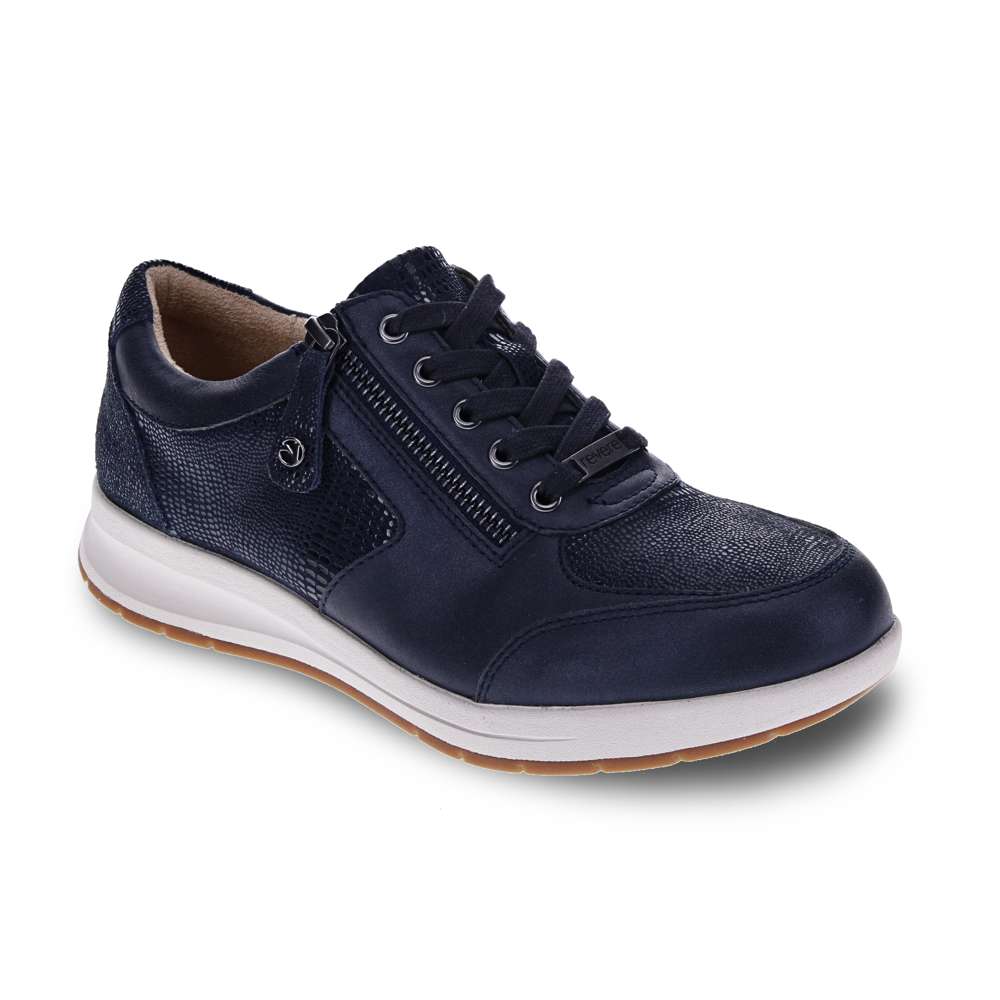 revere comfort shoes Boston Zip Sneaker - Sapphire/Navy Lizard