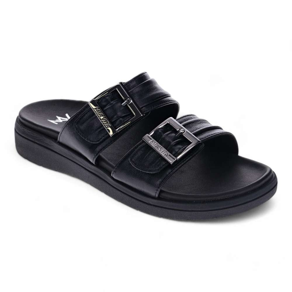 revere comfort shoes Bowie Slide Sandal - Black/Black