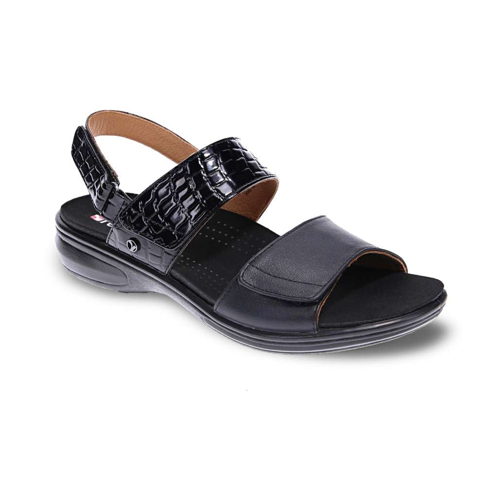 revere comfort shoes Como Adjustable Sandal - Black Croc