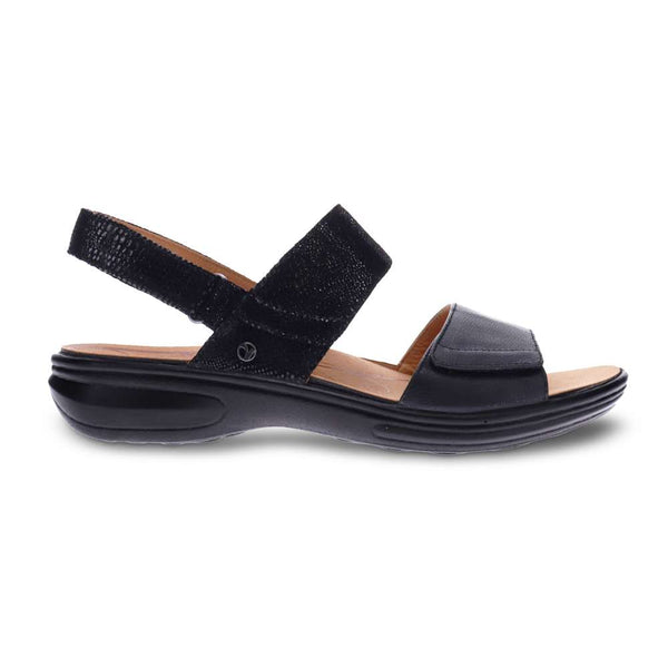Revere Comfort Shoes Como Adjustable Sandal - Black Lizard