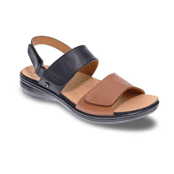 Revere Comfort Shoes Como Adjustable Sandal - Black/Tan