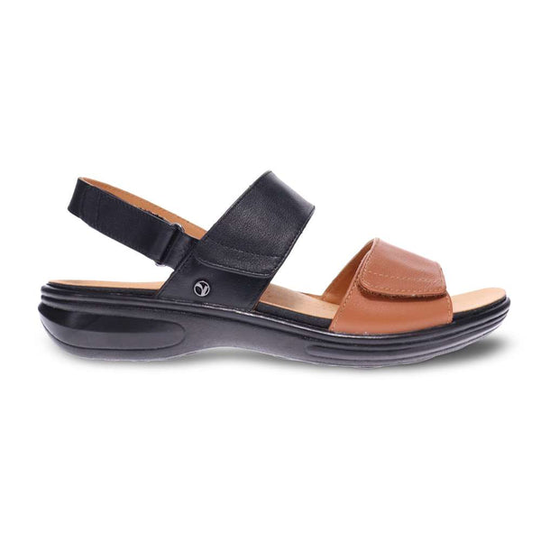 Revere Comfort Shoes Como Adjustable Sandal - Black/Tan