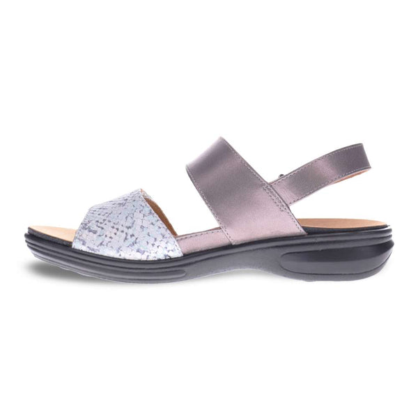 Revere Comfort Shoes Como Adjustable Sandal - Teal Snake/Gunmetal