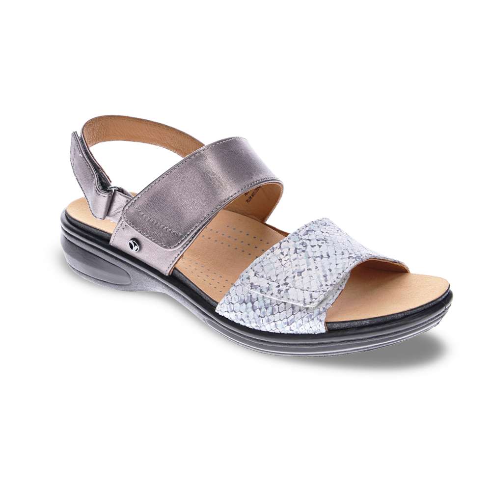 revere comfort shoes Como Adjustable Sandal - Teal Snake/Gunmetal