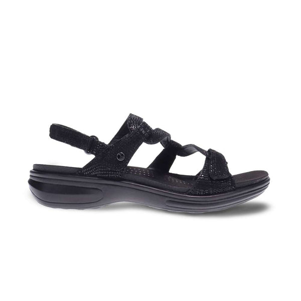 Revere Comfort Shoes Emerald Adjustable Sandal - Black Lizard