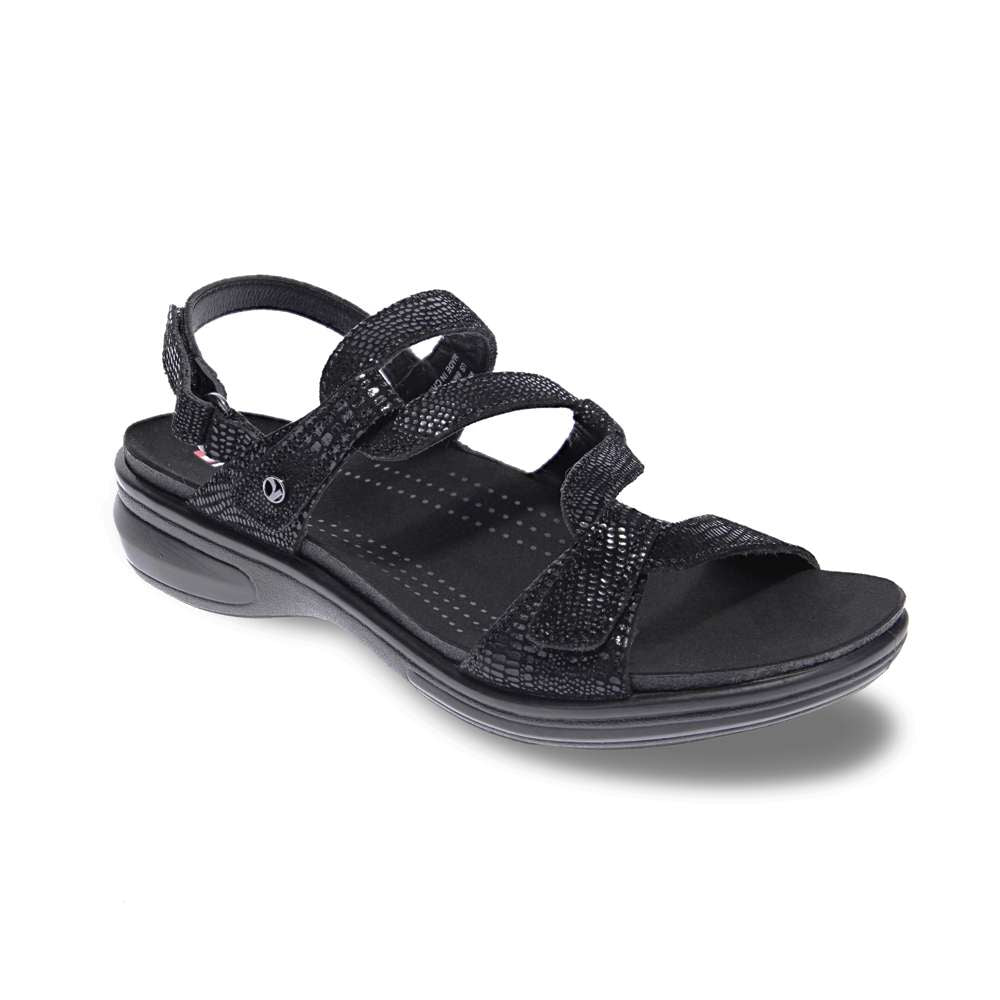 revere comfort shoes Emerald Adjustable Sandal - Black Lizard