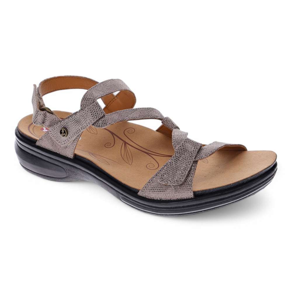 revere comfort shoes Emerald Adjustable Sandal - Champagne Angle