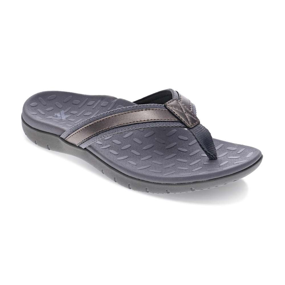 revere comfort shoes Focus Women's Toe Post Sandal - Pewter Metallic