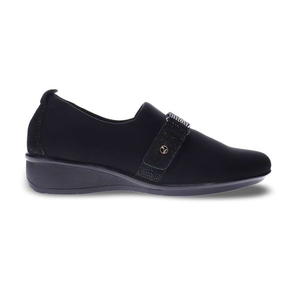 Revere Comfort Shoes Genoa Stretch Loafer - Black/Black Lizard