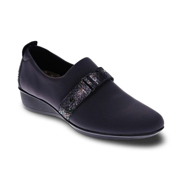 Revere Comfort Shoes Genoa Stretch Loafer - Graphite/Black Metallic Python