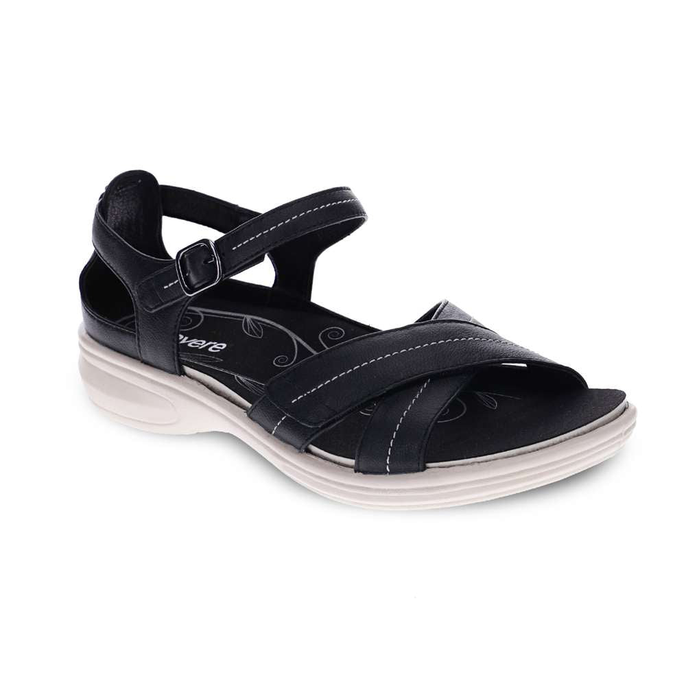 revere comfort shoes Lucea Sandal - Black French/ White