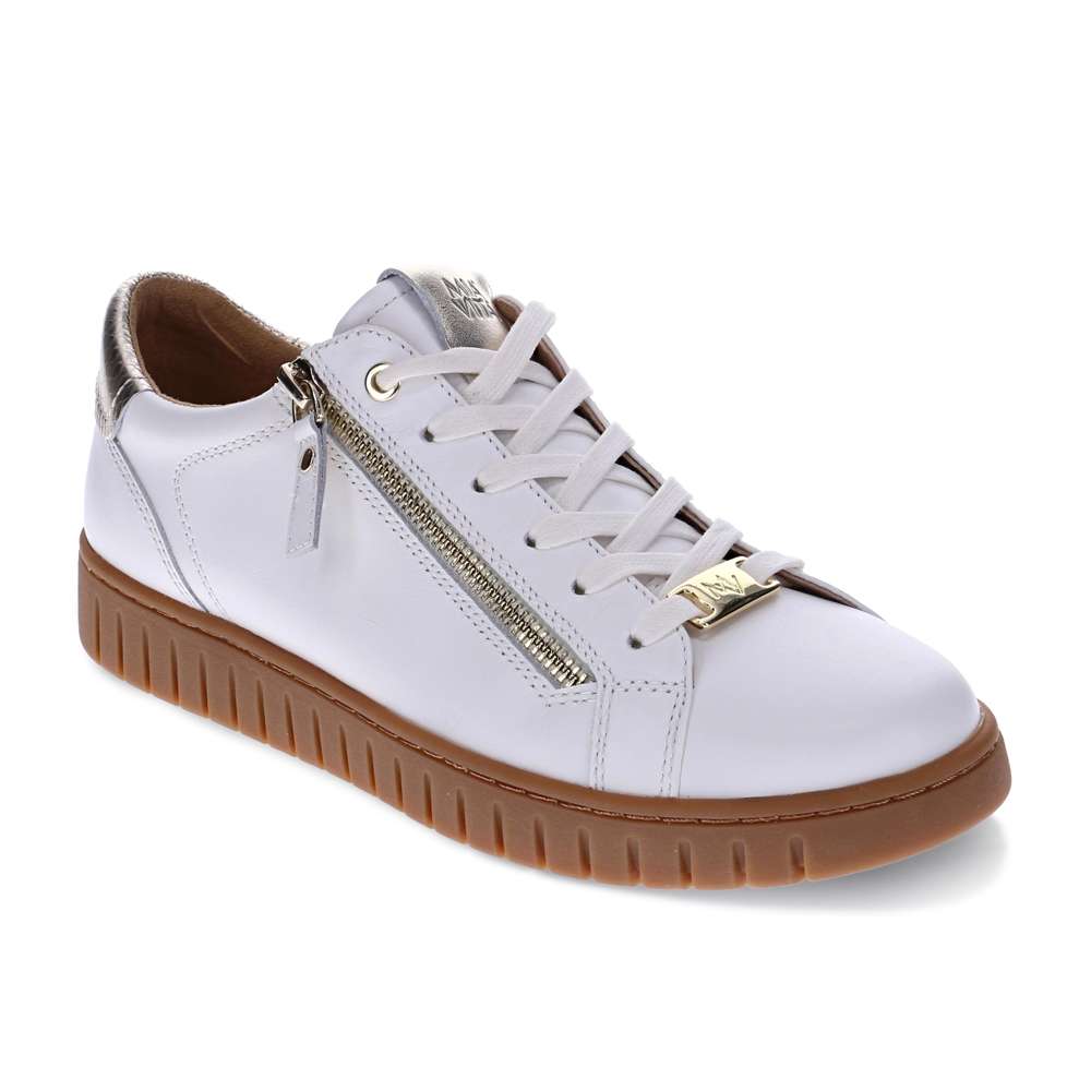 revere comfort shoes Luna Lace-Up Sneaker - White/Tan