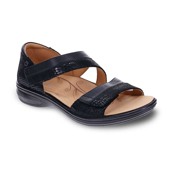 Revere Comfort Shoes Mauritius Sandal - Black French/Lizard