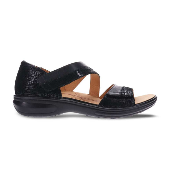 Revere Comfort Shoes Mauritius Sandal - Black French/Lizard