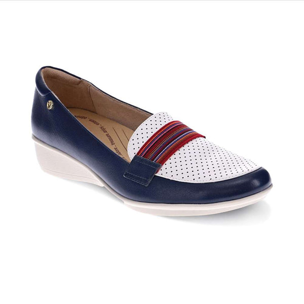 Revere Comfort Shoes Monte Carlo Wedge Loafer - Blue French