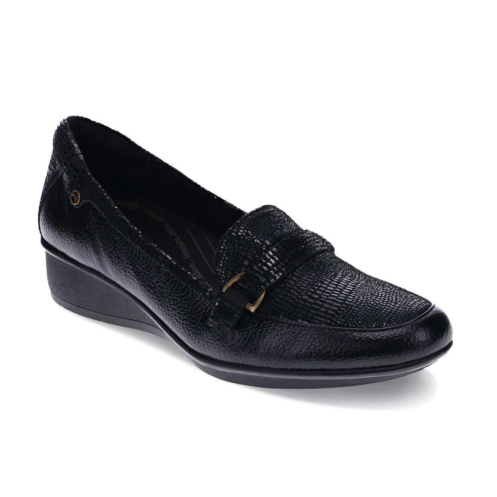 revere comfort shoes Montmartre Wedge Loafer - Black Pebble