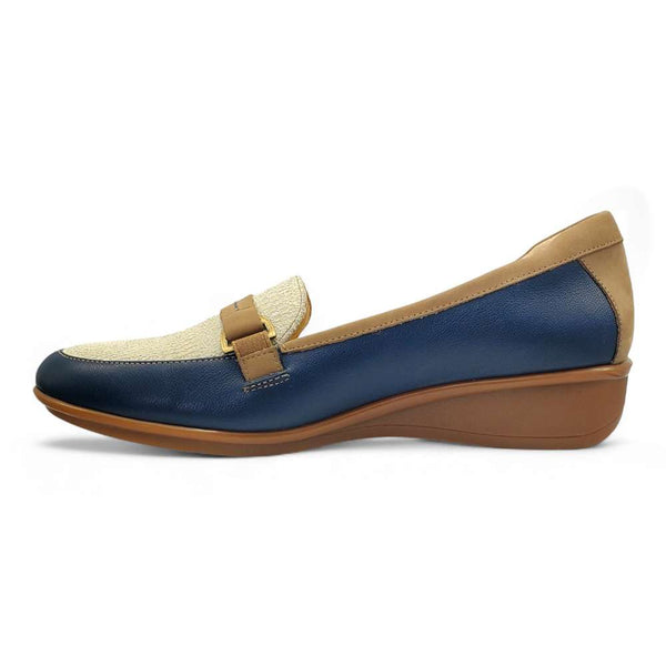 Revere Comfort Shoes Montmartre Wedge Loafer - Blue French