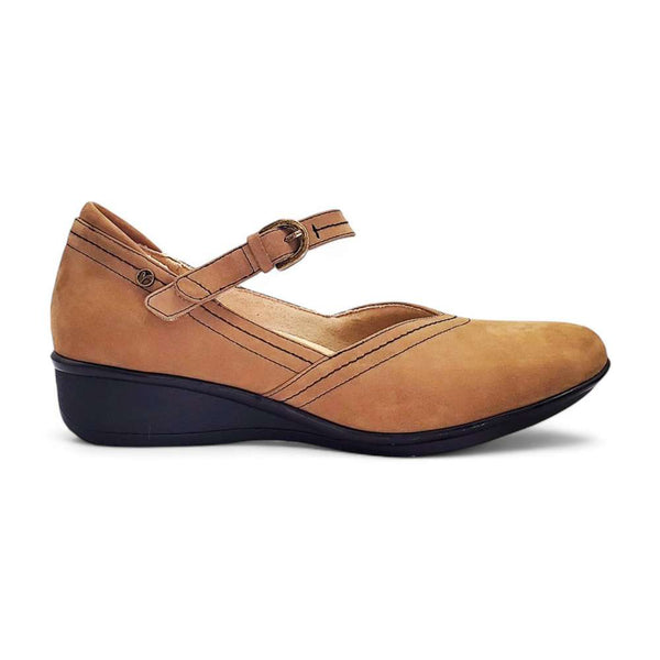 Revere Comfort Shoes Narita Mary Jane Flats - Toffee Nubuck