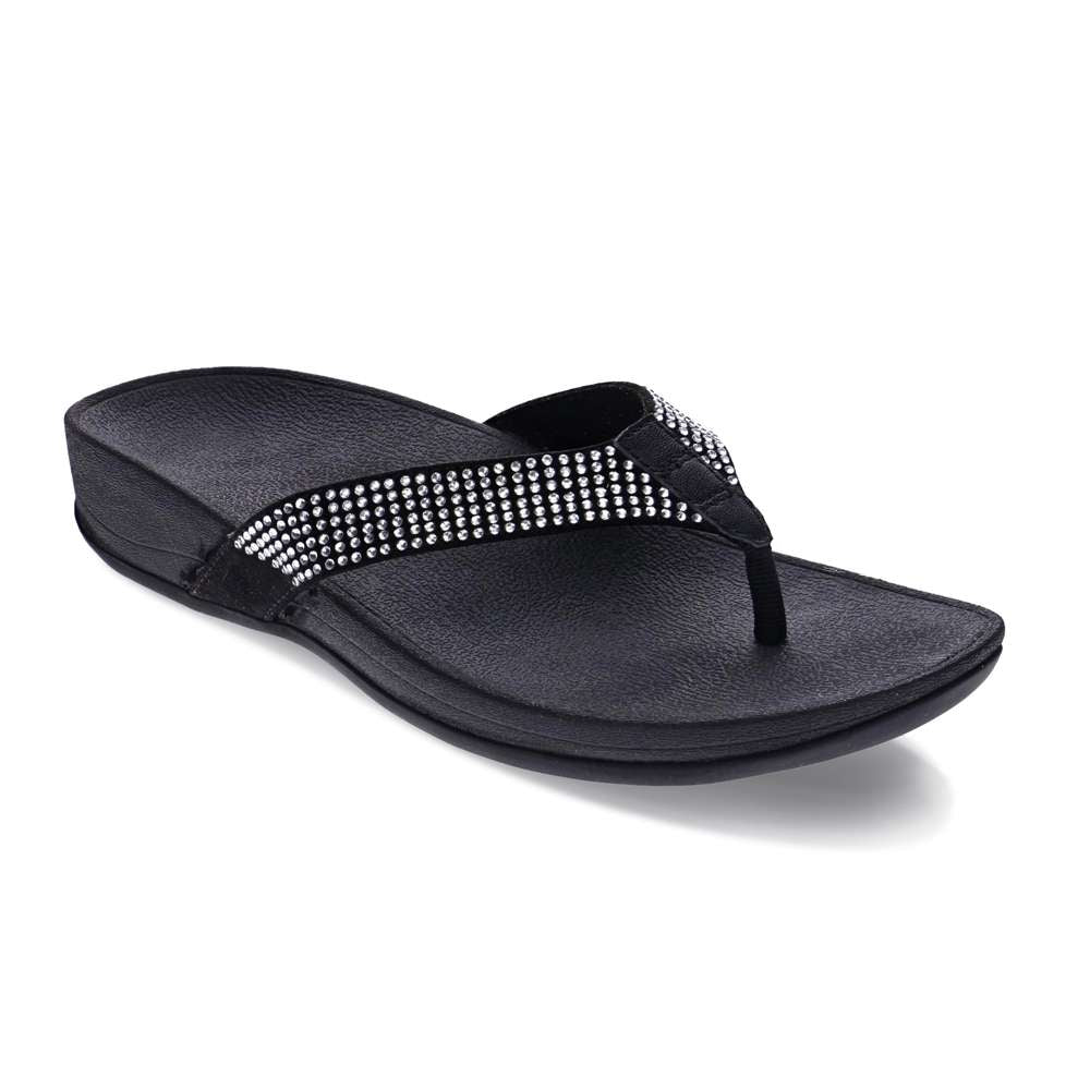revere comfort shoes Allora Toe Post Sandal - Black