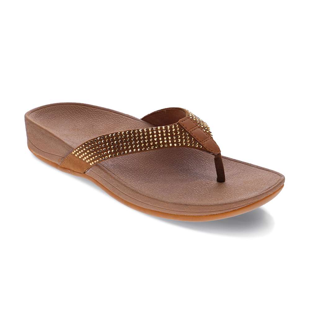 revere comfort shoes Allora Toe Post Sandal - Bronze