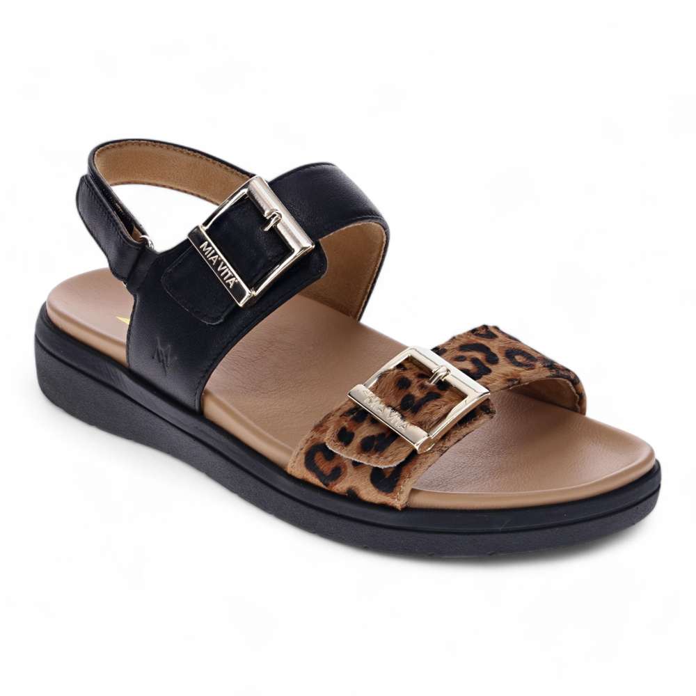 revere comfort shoes Bettina Sandal - Black Leopard