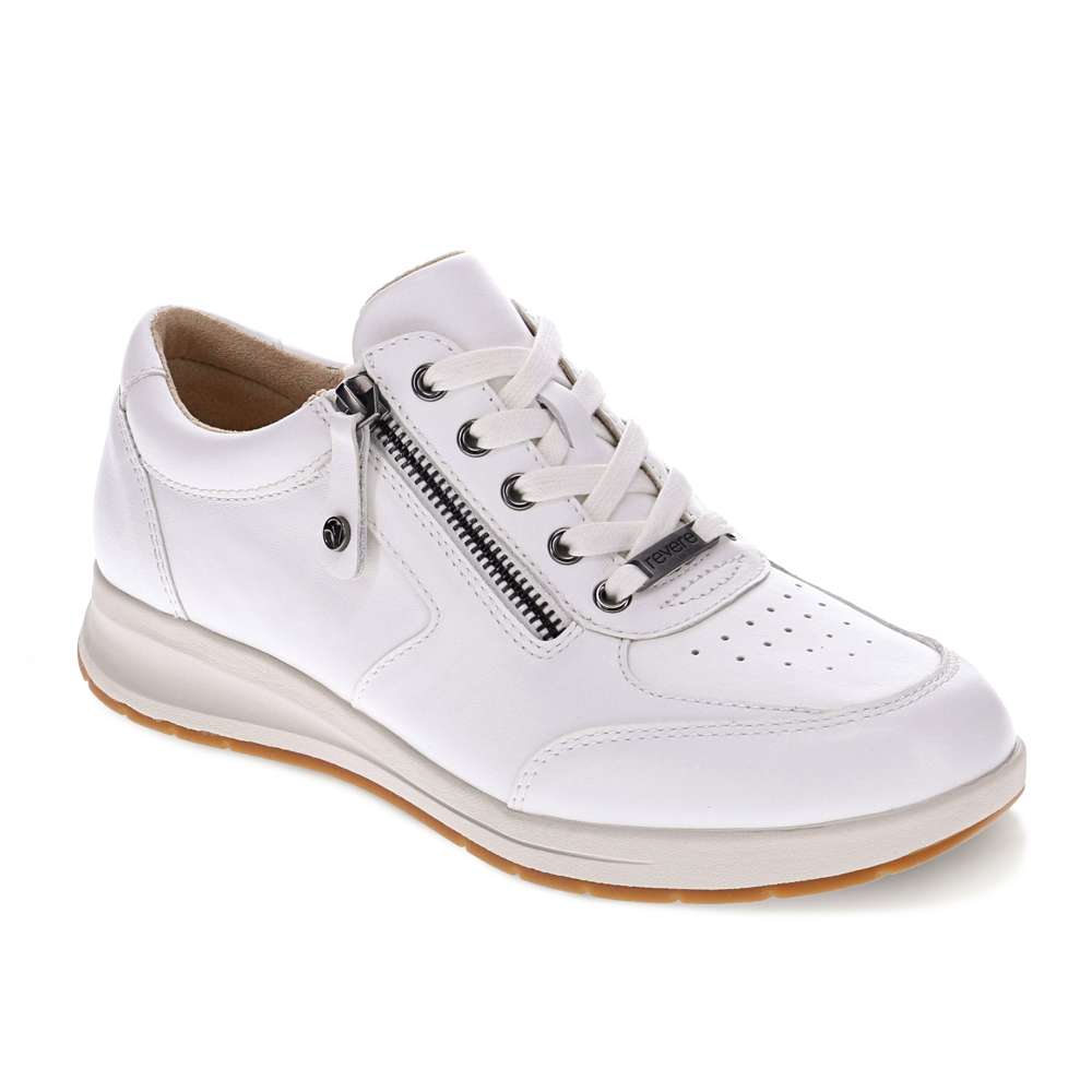 revere comfort shoes Boston Zip Sneaker - White Perf