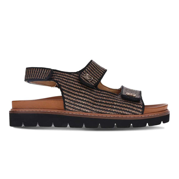 Revere Comfort Shoes Dakota Sandal - Black Raffia