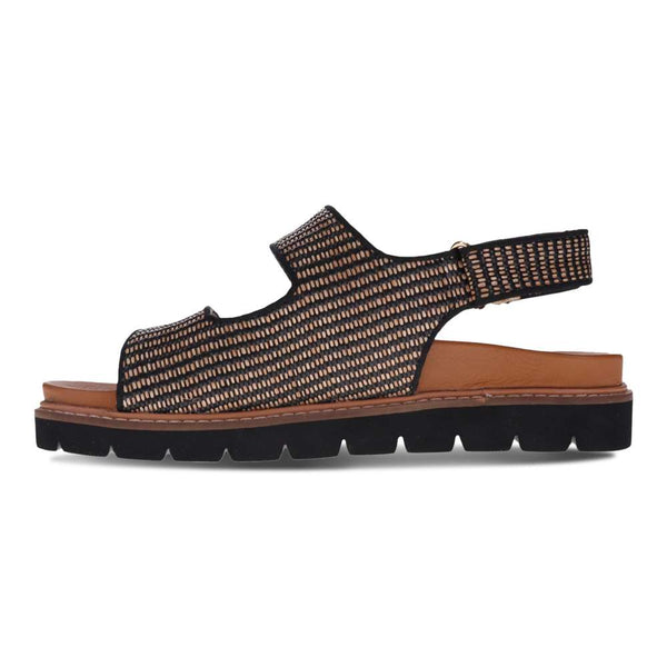 Revere Comfort Shoes Dakota Sandal - Black Raffia