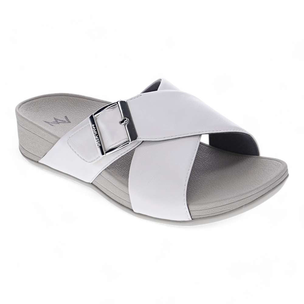 revere comfort shoes Felice Slide - White