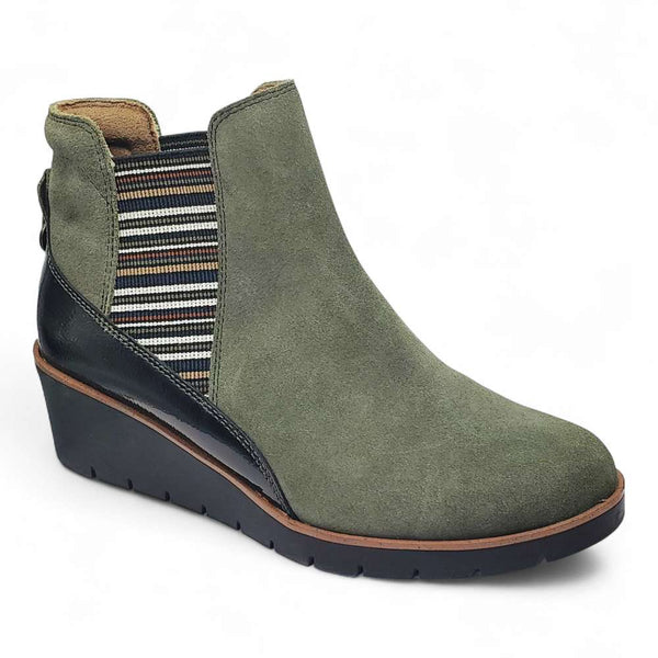 Revere Comfort Shoes Galway Wedged Boot - Moss Suede