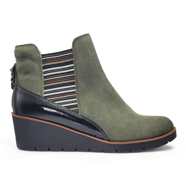 Revere Comfort Shoes Galway Wedged Boot - Moss Suede