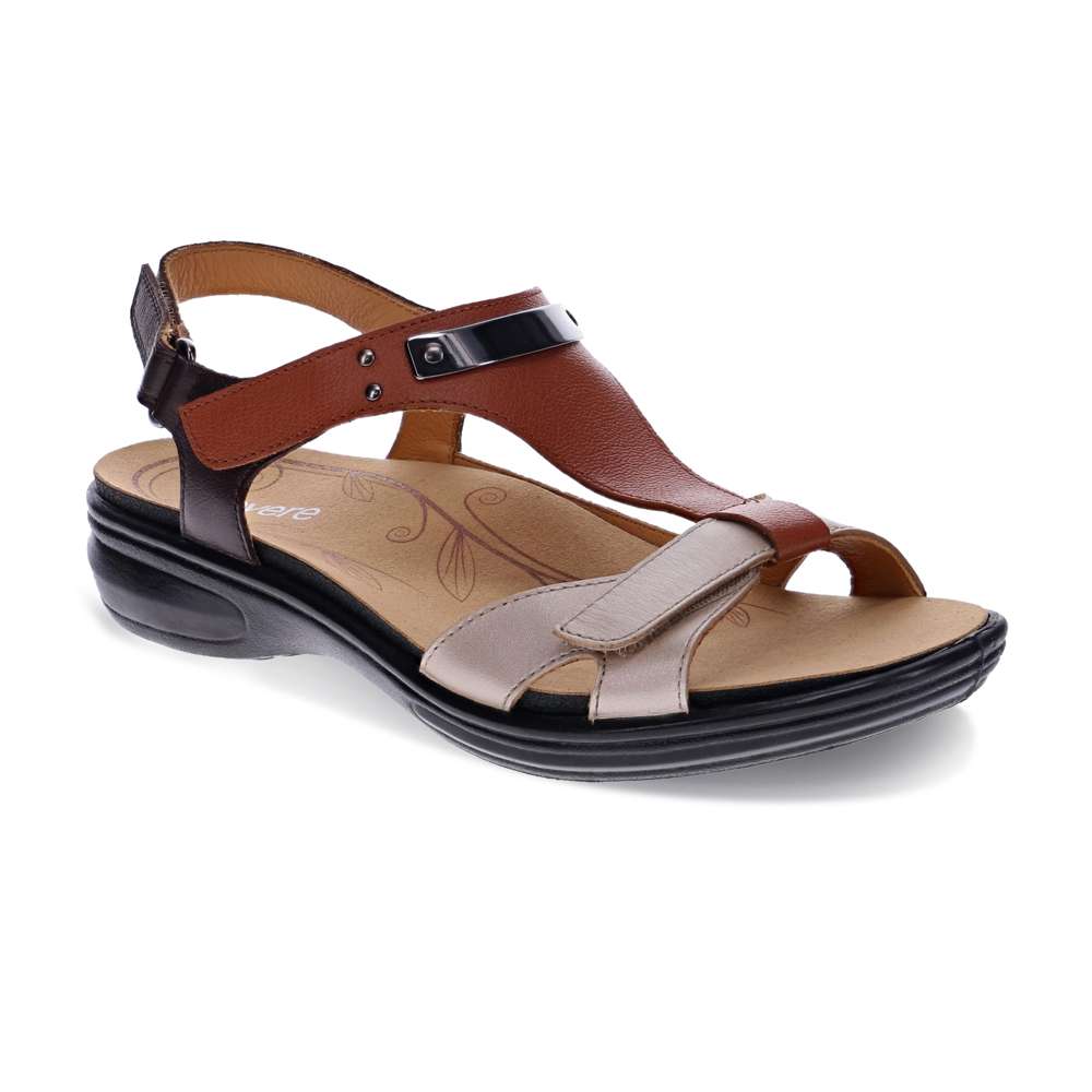 revere comfort shoes Santa Monica Sandal - Coffee Metallic