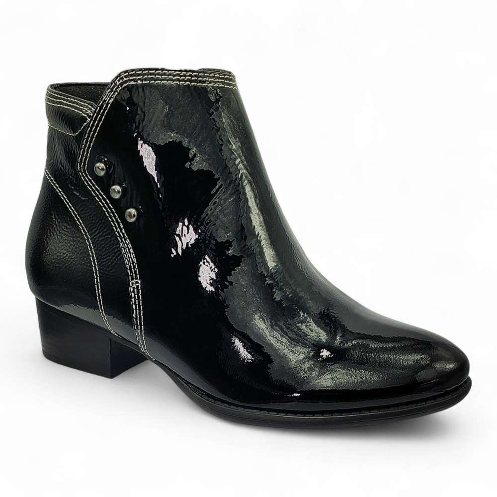 revere comfort shoes Tiko Ankle Bootie - Black Patent