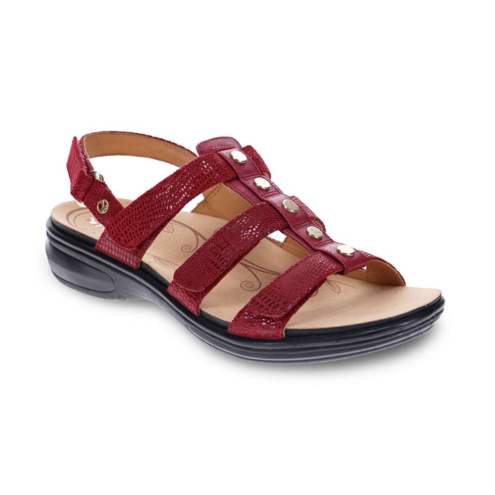 revere comfort shoes Toledo Backstrap Sandal - Cherry French/Lizard