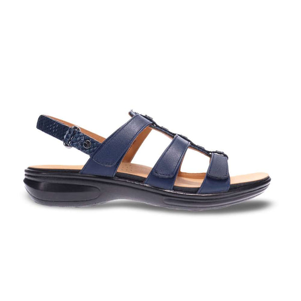 Revere Comfort Shoes Toledo Backstrap Sandal - Navy Snake/Blue