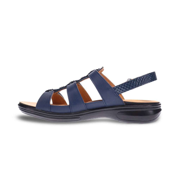 Revere Comfort Shoes Toledo Backstrap Sandal - Navy Snake/Blue