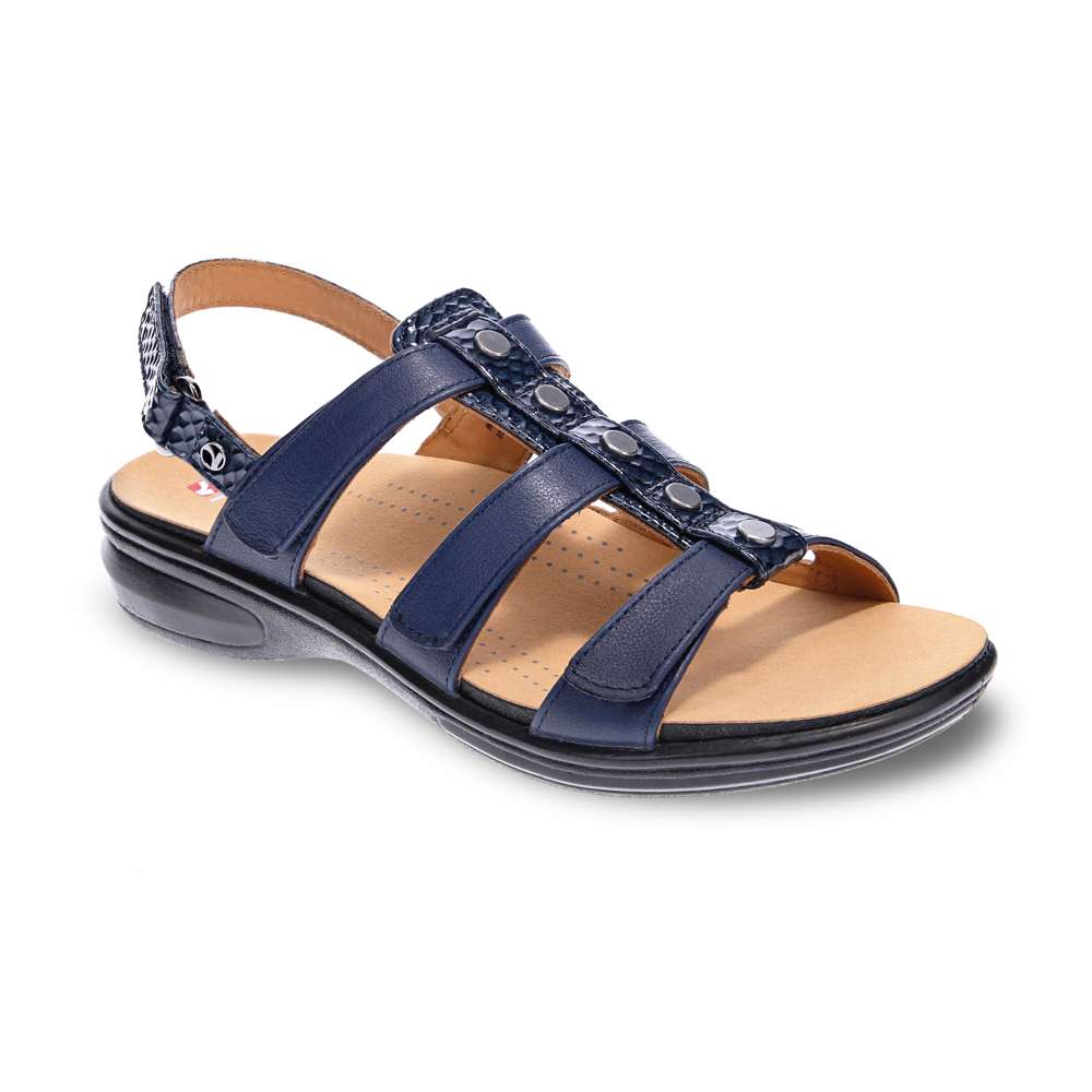 revere comfort shoes Toledo Backstrap Sandal - Navy Snake/Blue
