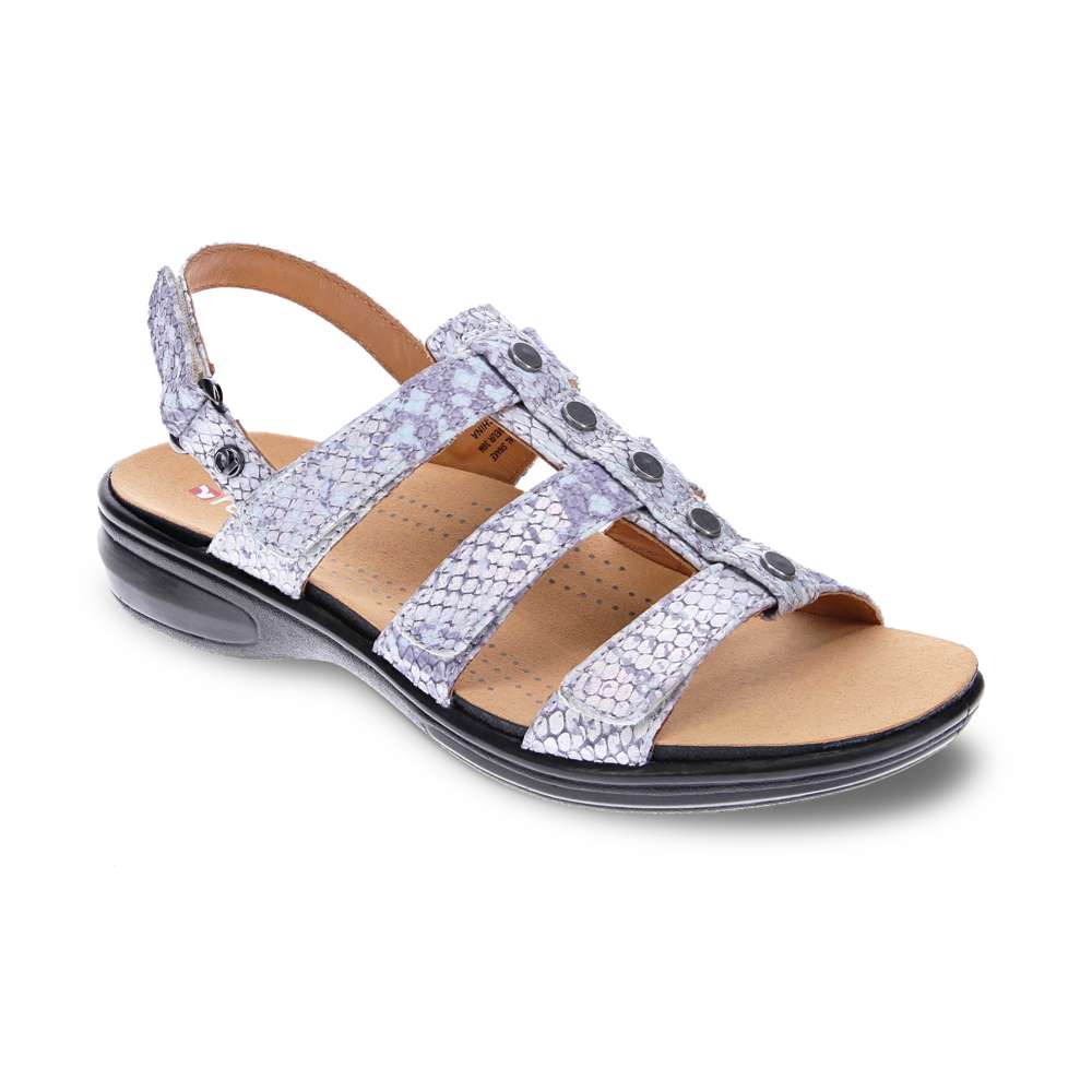 revere comfort shoes Toledo Backstrap Sandal - Teal Snake