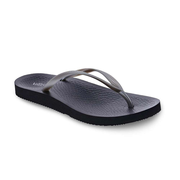 Revere Comfort Shoes Venice Solid Women's Toe Post Sandal - Black/Pewter