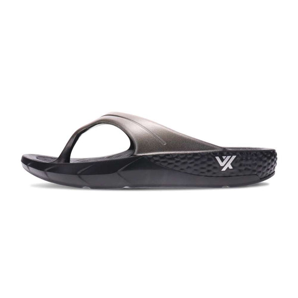 Revere Comfort Shoes Vitality Toe Post Sandal - Black/Silver