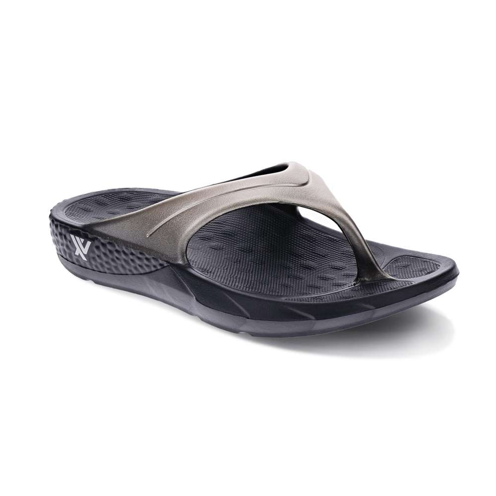 revere comfort shoes Vitality Toe Post Sandal - Black/Silver