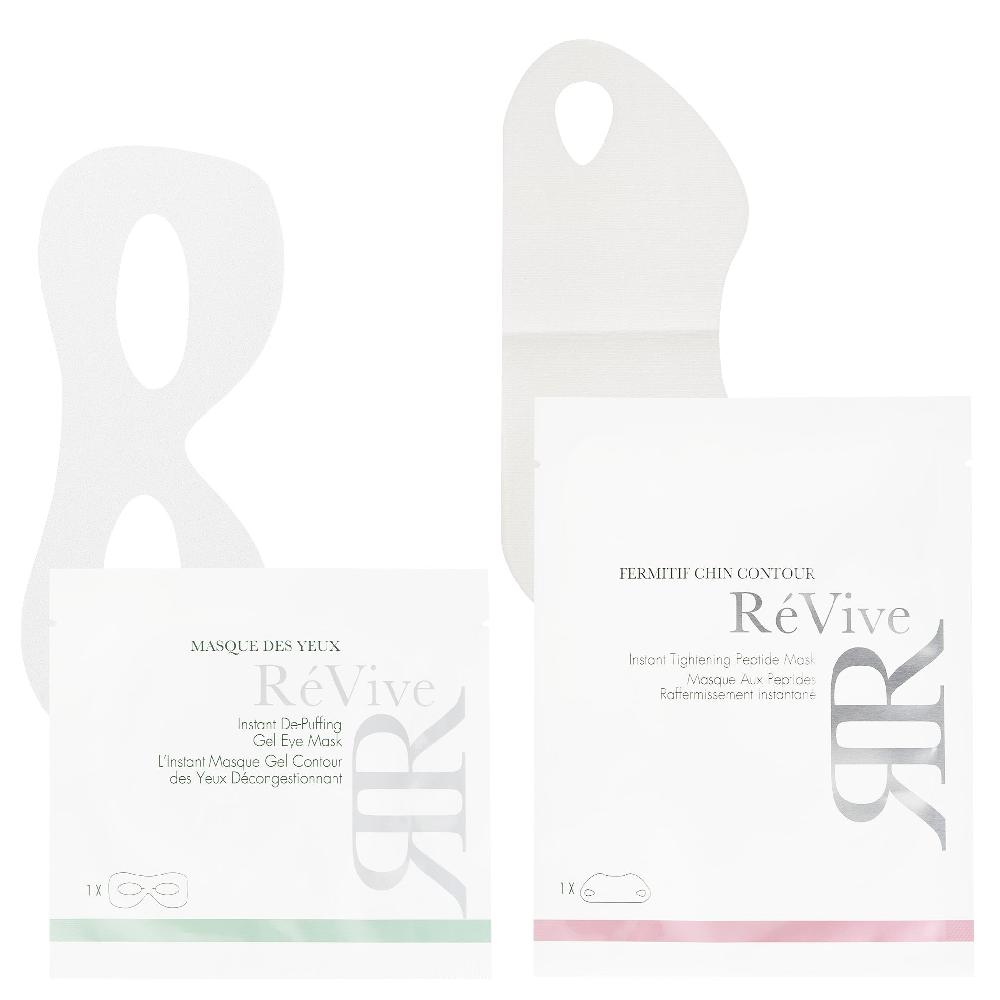révive The Chin & Eye Mask Duo / Fermitif Chin Contour Mask & Masque des Yeux Instant De-Puffing Gel Eye Mask
